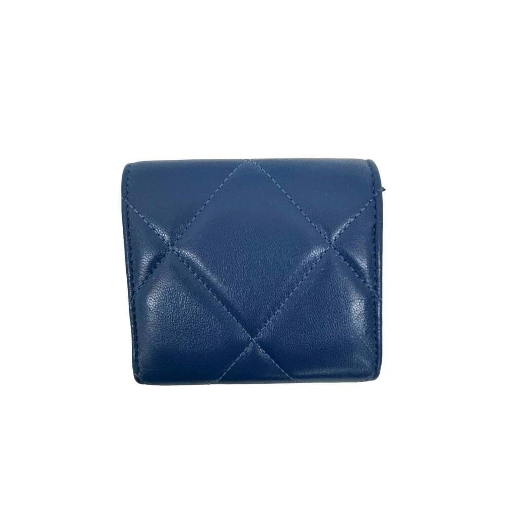 CHANEL Authentic Blue Lambskin Leather Logo Wallet - Picture 2 of 10